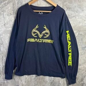 Realtree‎ Tee Shirt Northern Outpost XL Blue Long Sleeve Cotton Polyester